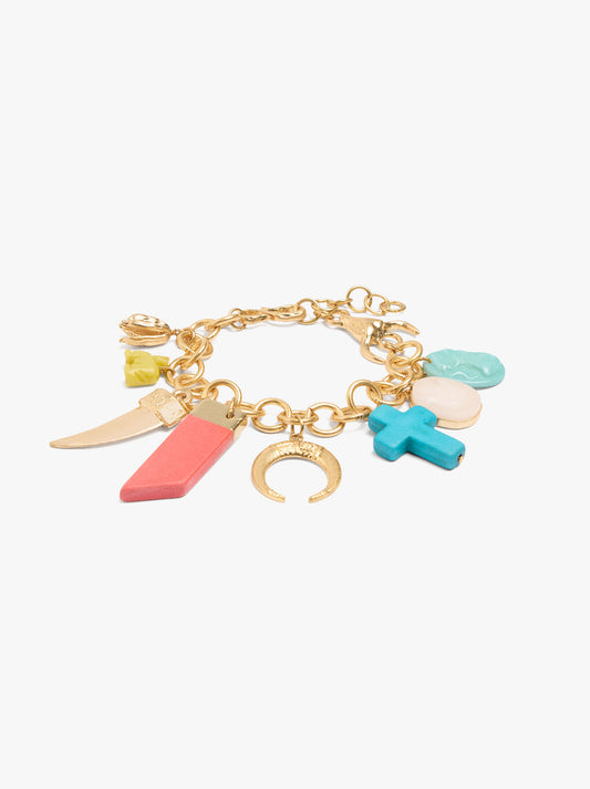 Bracelet Of Links With Stone Pendants