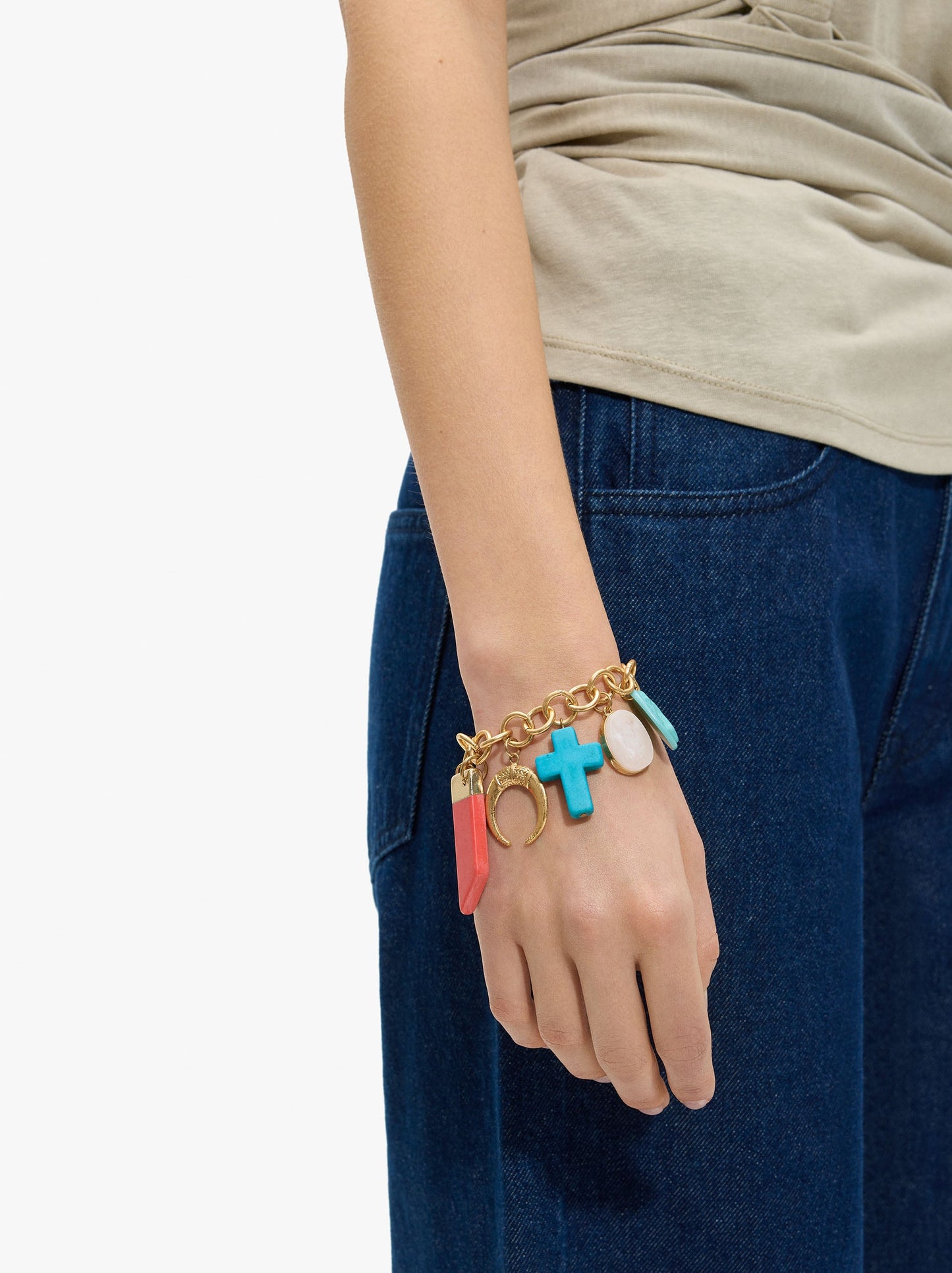Bracelet Of Links With Stone Pendants