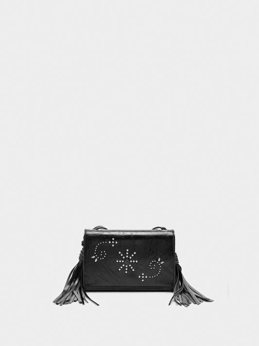 Crossbody Bag With Studs And Fringes