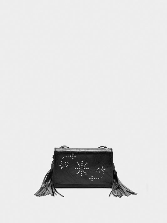 Crossbody Bag With Studs And Fringes