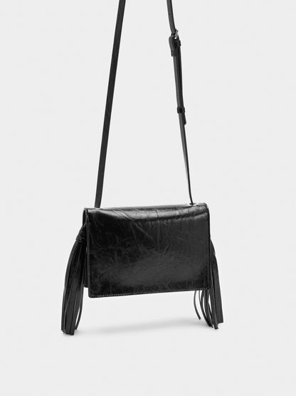 Crossbody Bag With Studs And Fringes