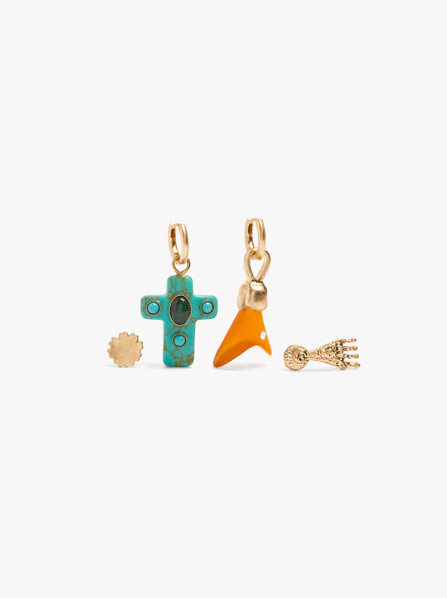 Set Of Asymmetrical Earrings With Stones