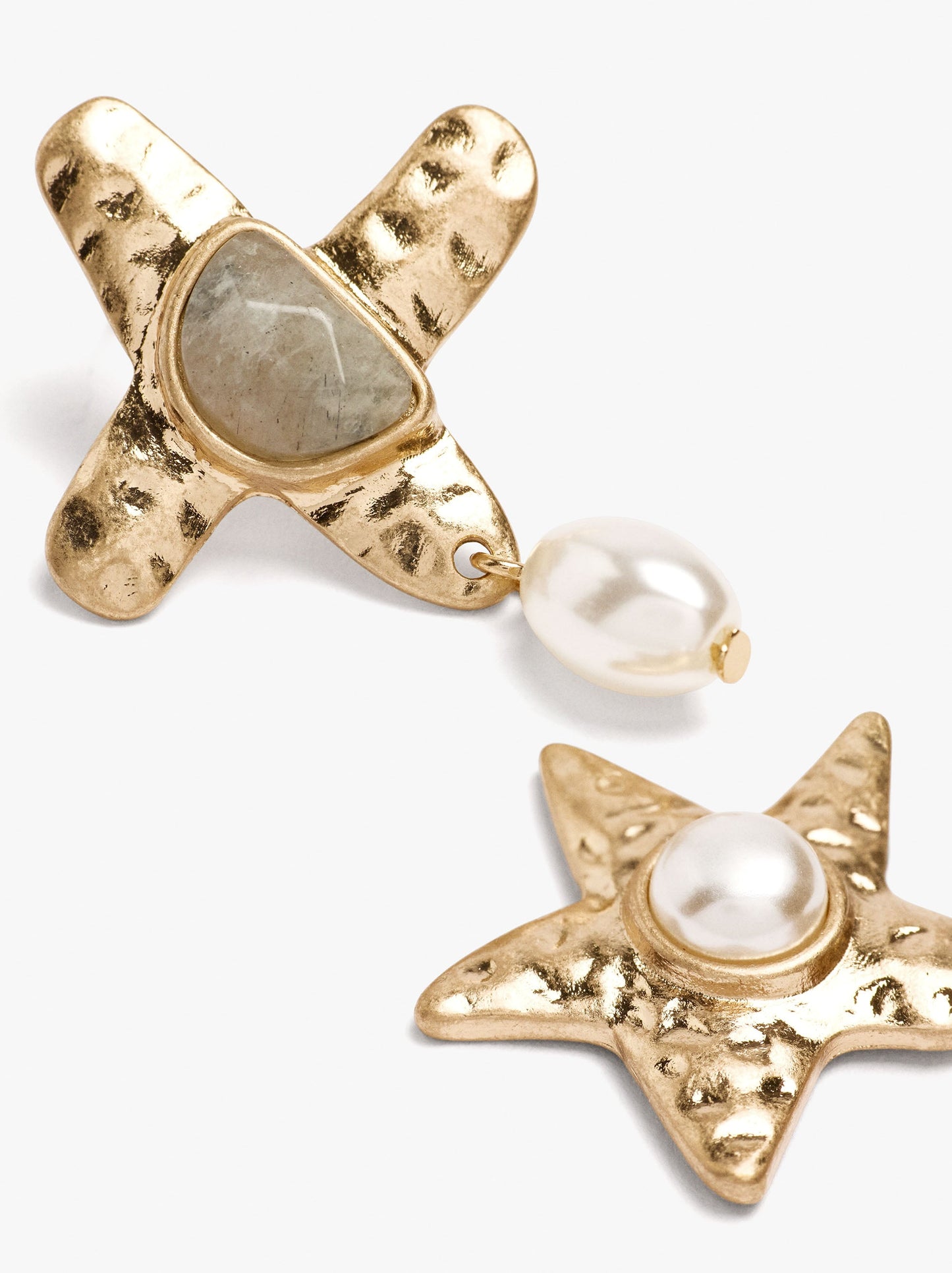 Asymmetric Earrings With Stones And Pearls