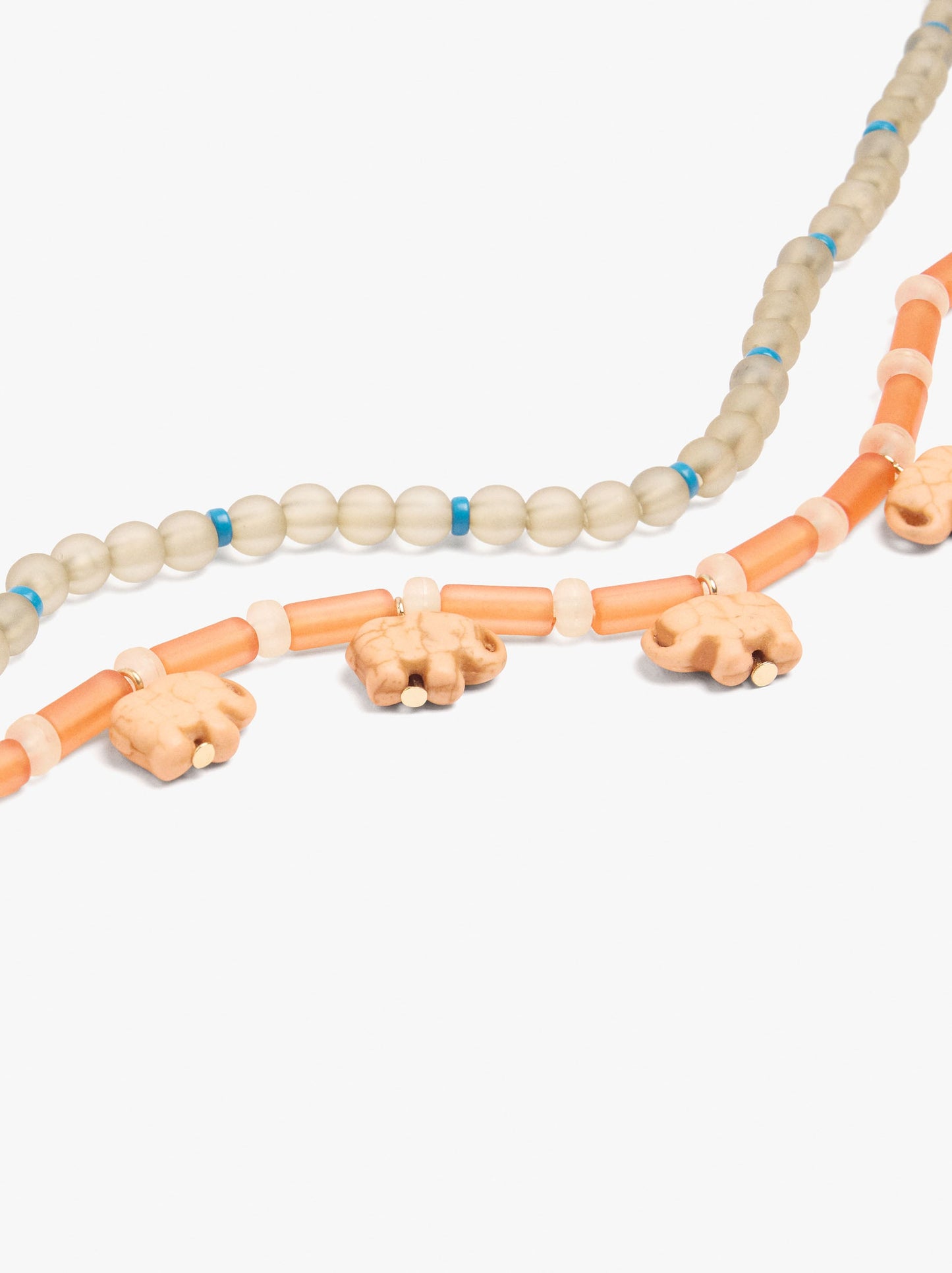 Set Of Necklaces With Beads And Elephants