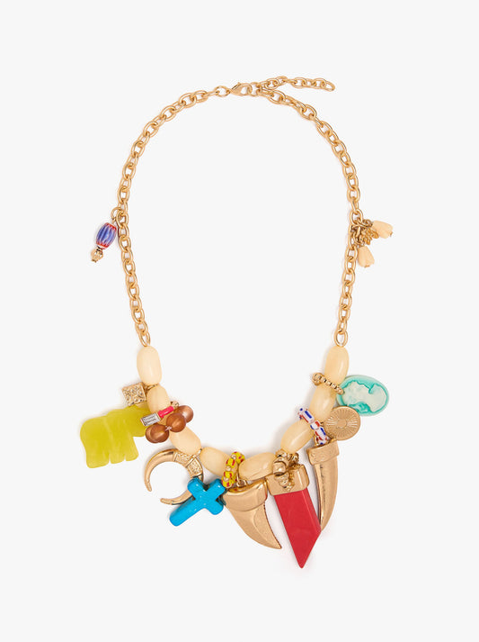 Short Necklace With Multicolor Stone Pendants