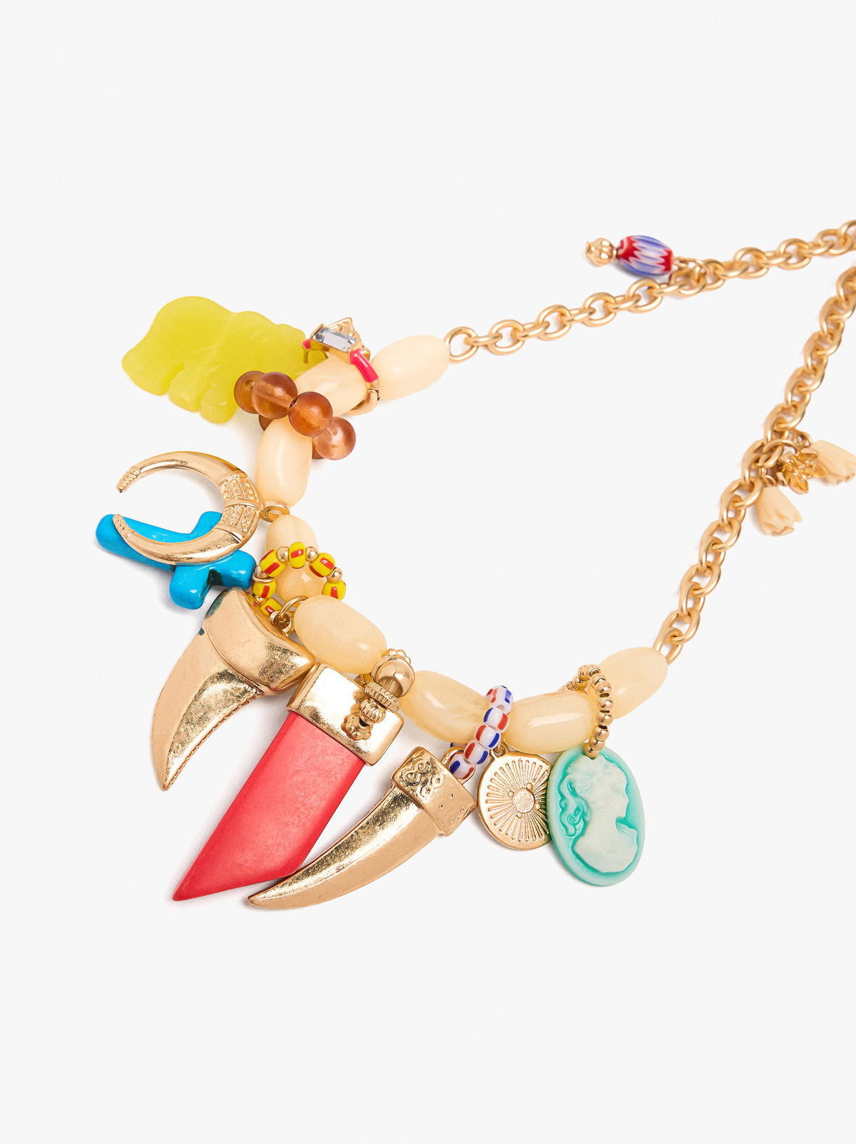 Short Necklace With Multicolor Stone Pendants