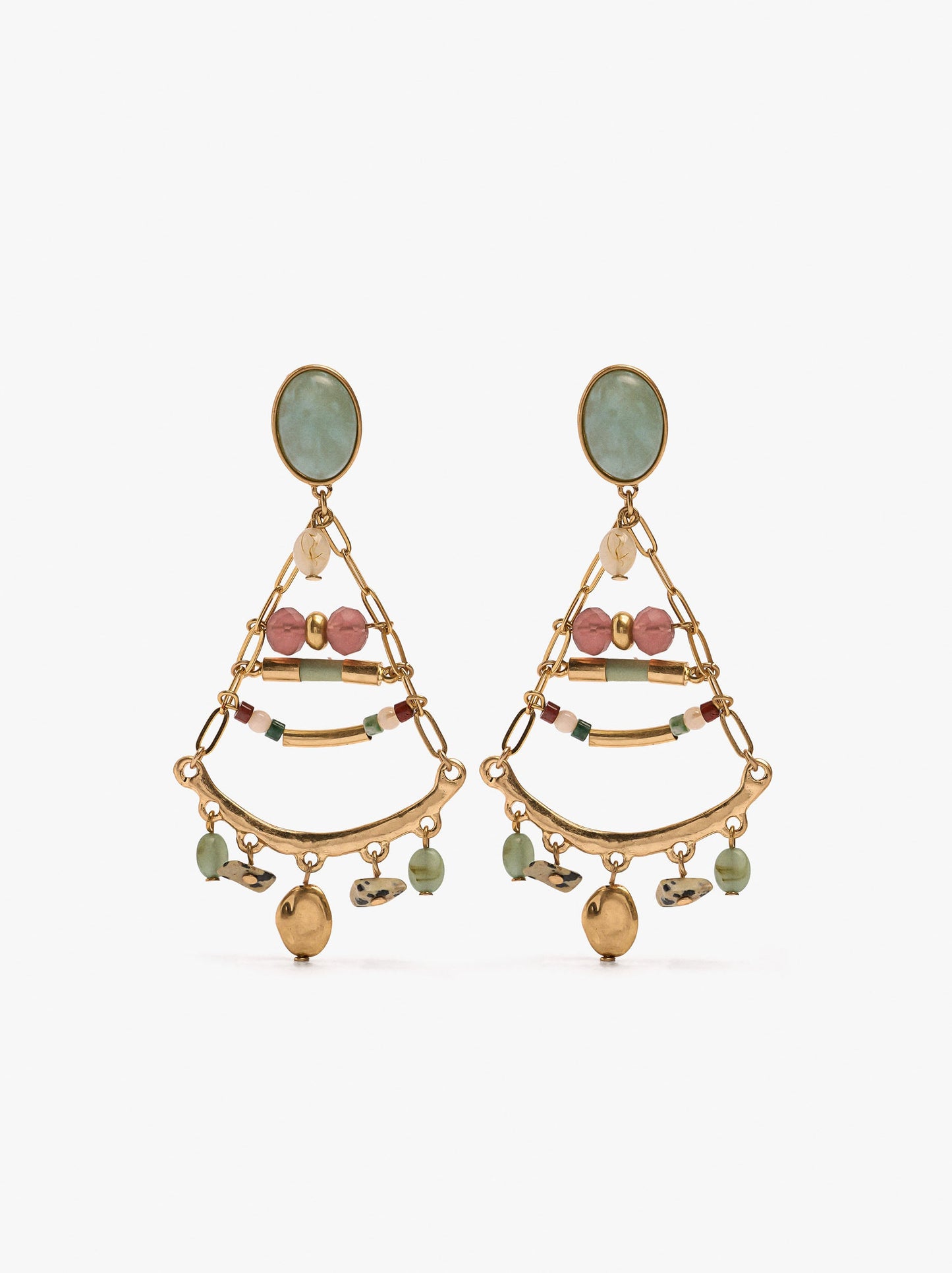 Triangle Earrings With Stones