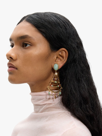 Triangle Earrings With Stones