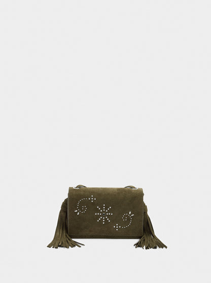 Crossbody Bag With Studs And Fringes
