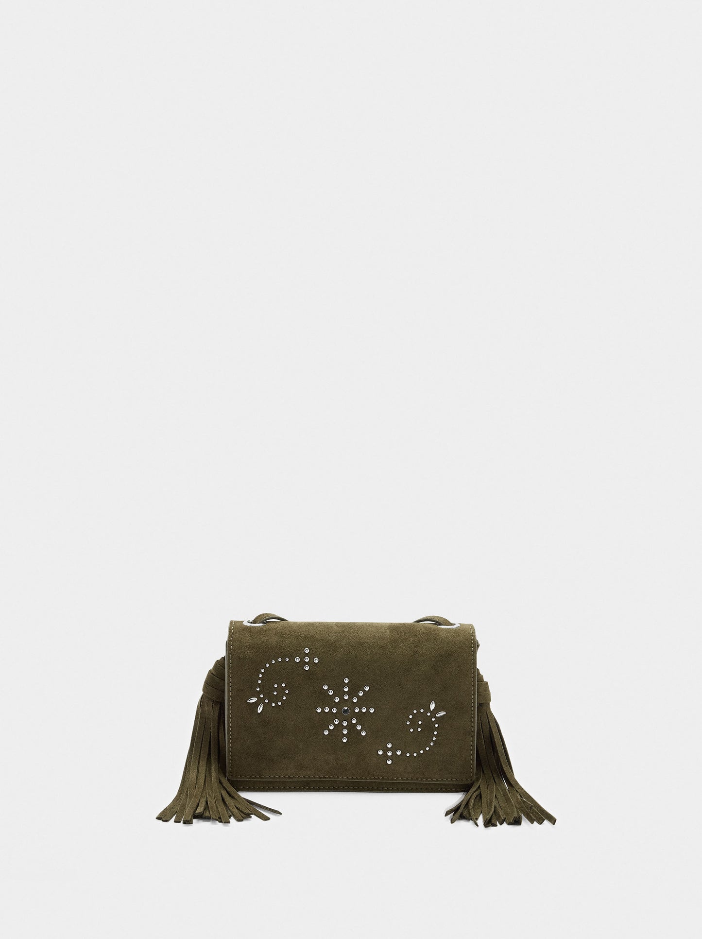 Crossbody Bag With Studs And Fringes