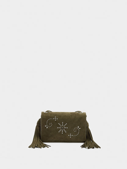 Crossbody Bag With Studs And Fringes