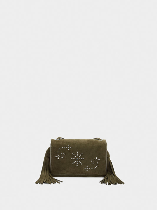 Crossbody Bag With Studs And Fringes
