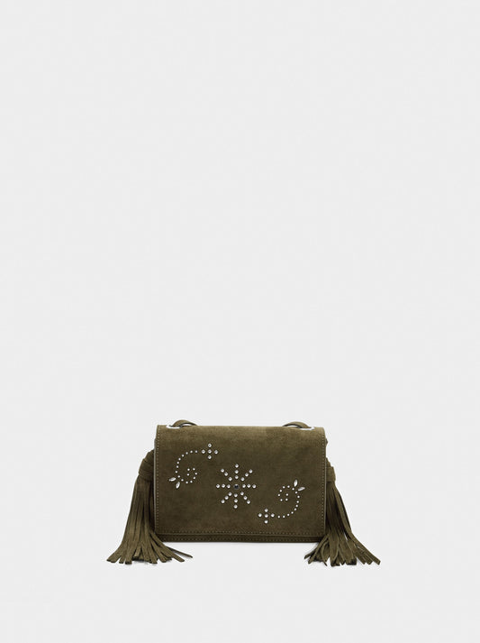 Crossbody Bag With Studs And Fringes