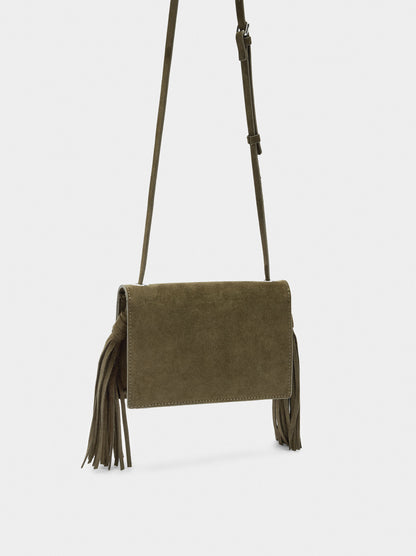 Crossbody Bag With Studs And Fringes