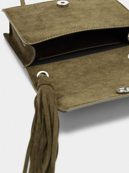 Crossbody Bag With Studs And Fringes