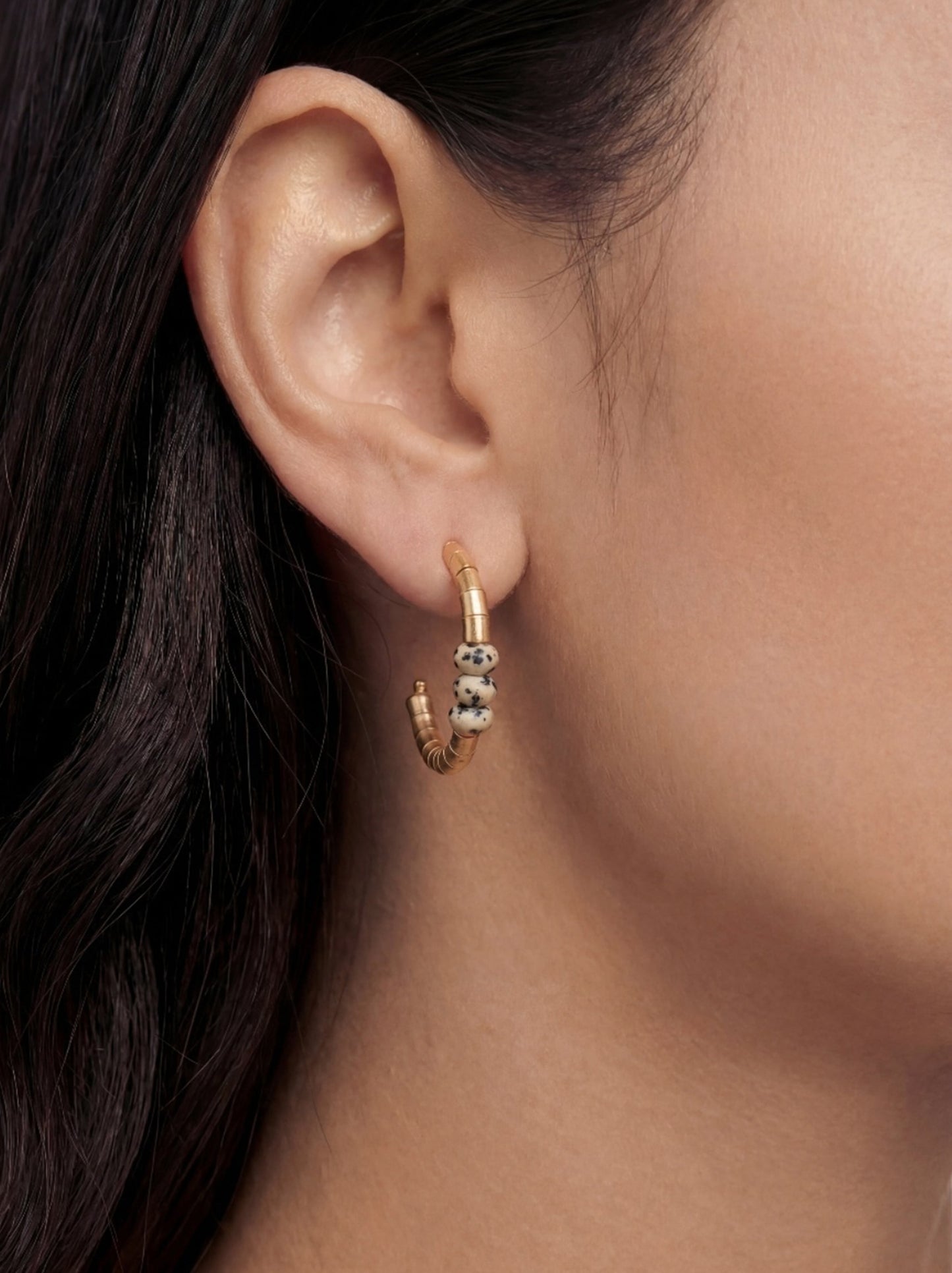 Open Hoop Earrings With Stones