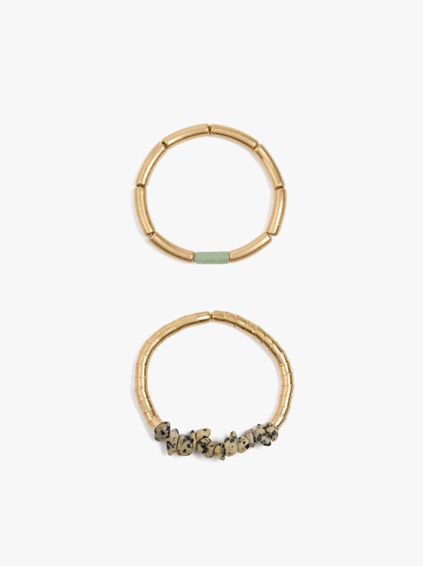 Set Of Elastic Bracelets With Stones