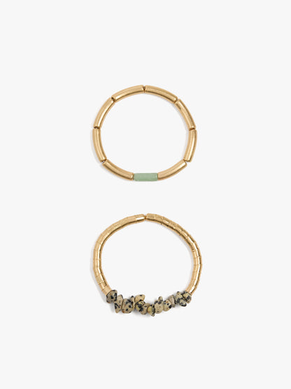 Set Of Elastic Bracelets With Stones