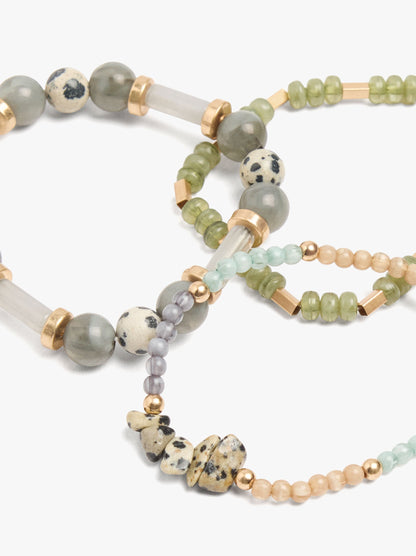 Set Of Bracelets With Stone Beads