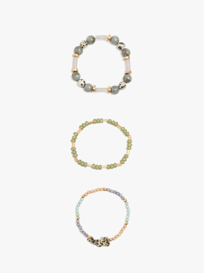 Set Of Bracelets With Stone Beads