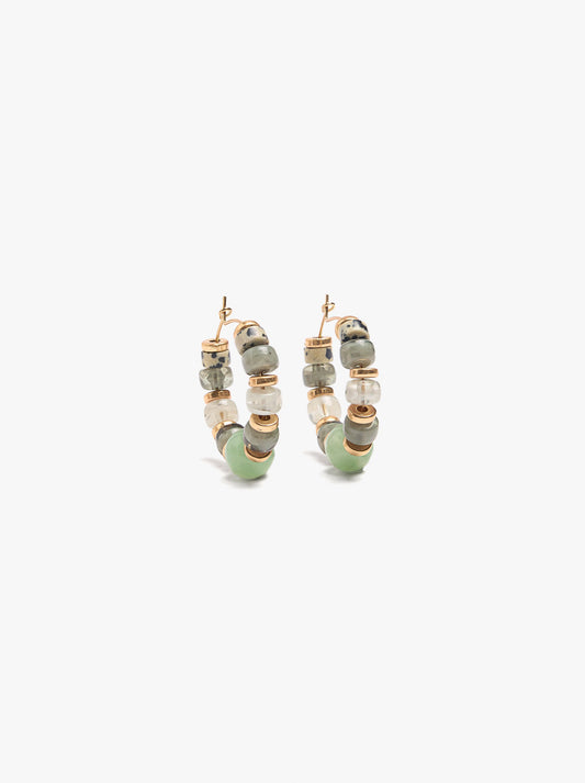 Hoop Earrings With Stone Beads