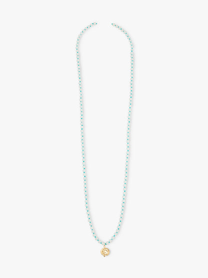 Necklace With Glass Beads With Medal