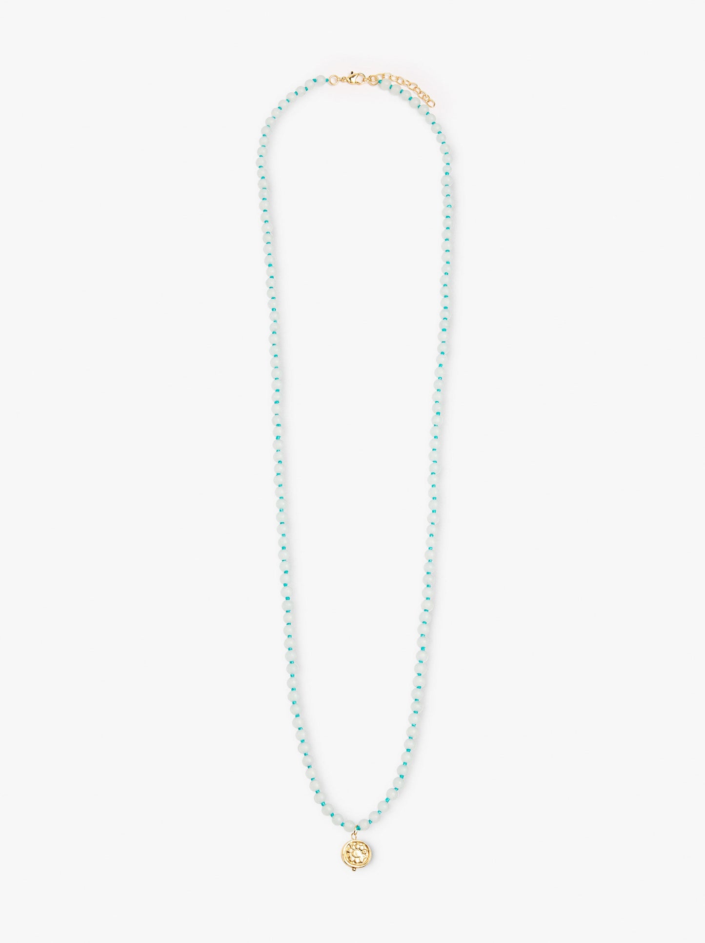 Necklace With Glass Beads With Medal