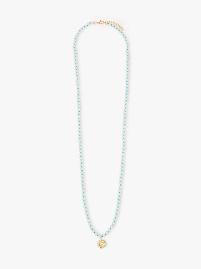 Necklace With Glass Beads With Medal