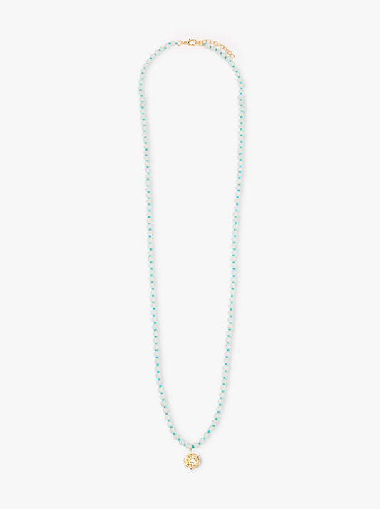 Necklace With Glass Beads With Medal