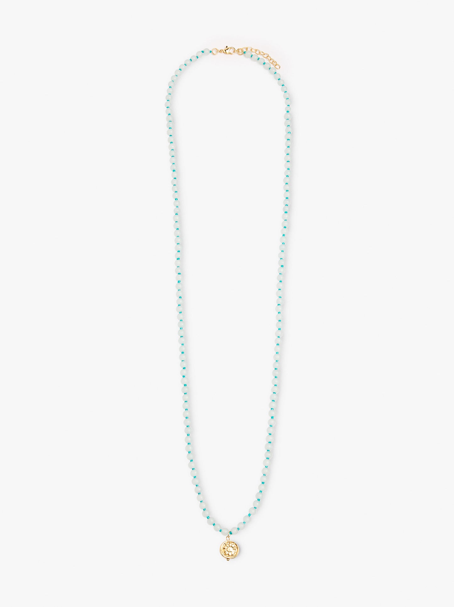 Necklace With Glass Beads With Medal