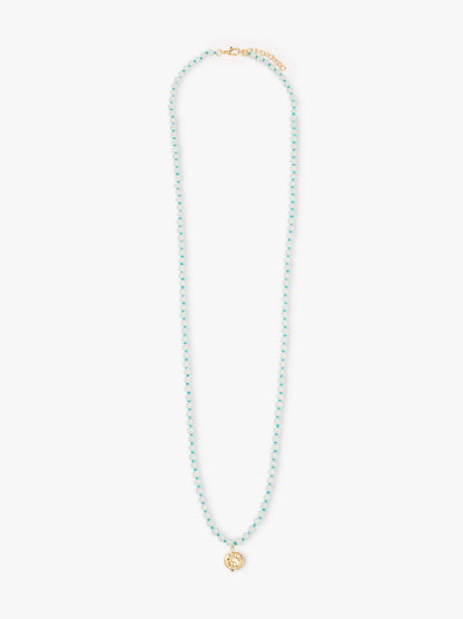 Necklace With Glass Beads With Medal