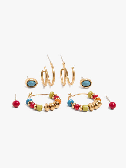 Set Of Earrings With Multicolor Beads