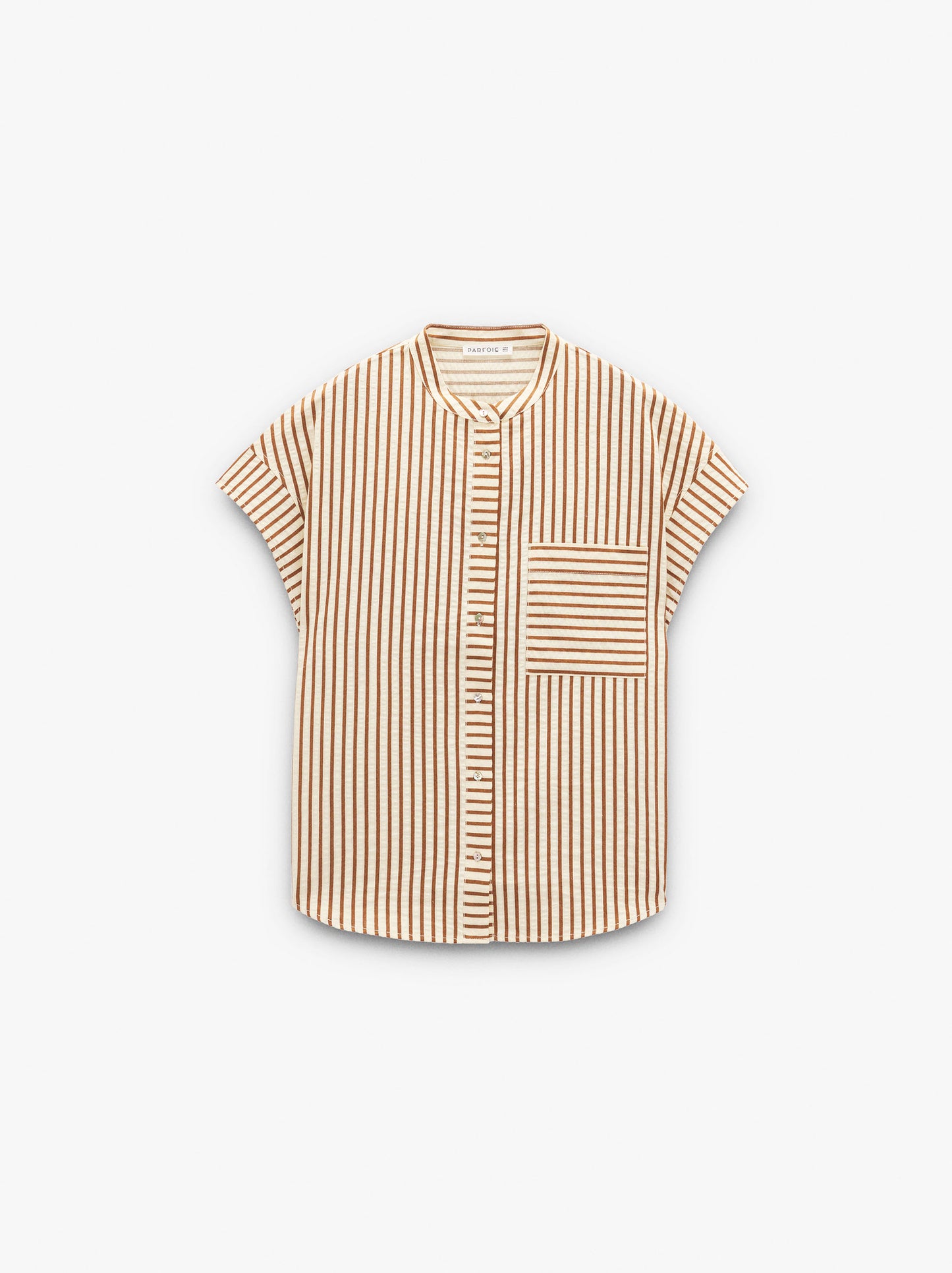 Mandarin Collar Shirt With Stripes