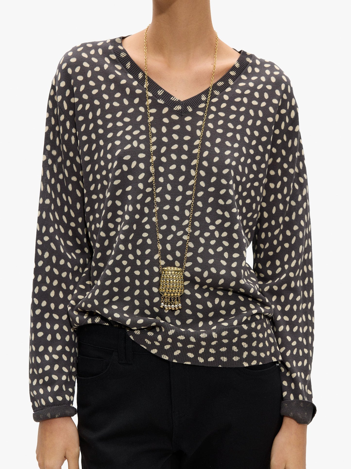 Sweater With Printed Mesh