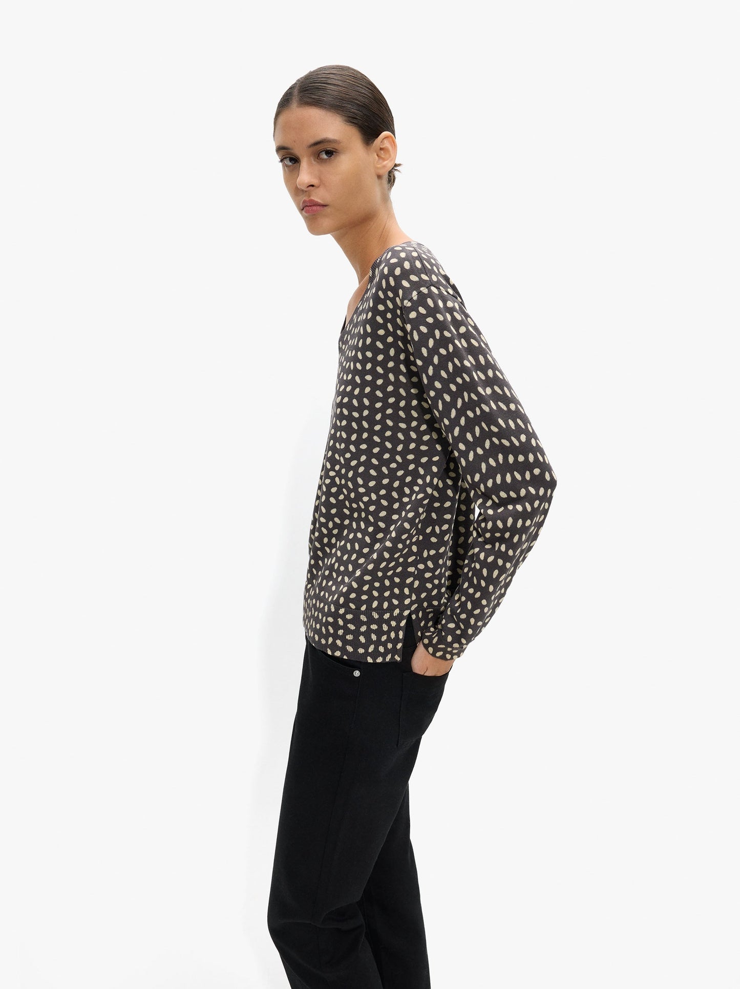 Sweater With Printed Mesh