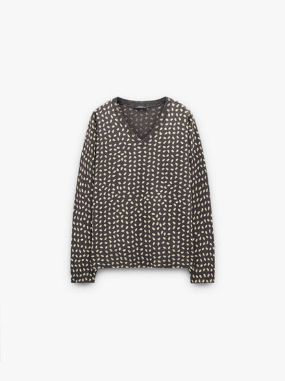 Sweater With Printed Mesh