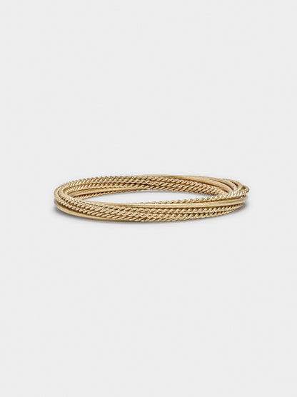 Set Of Bracelets With Smooth And Braided Designs