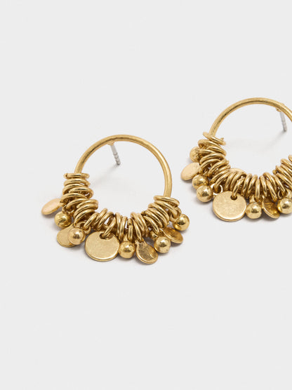 Hoop Earrings With Medals And Spheres