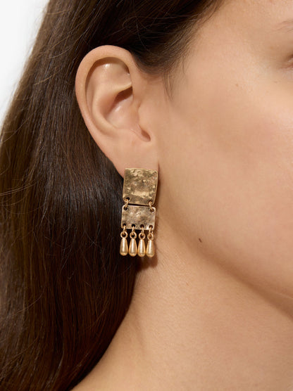 Long Earrings With Square Teardrops