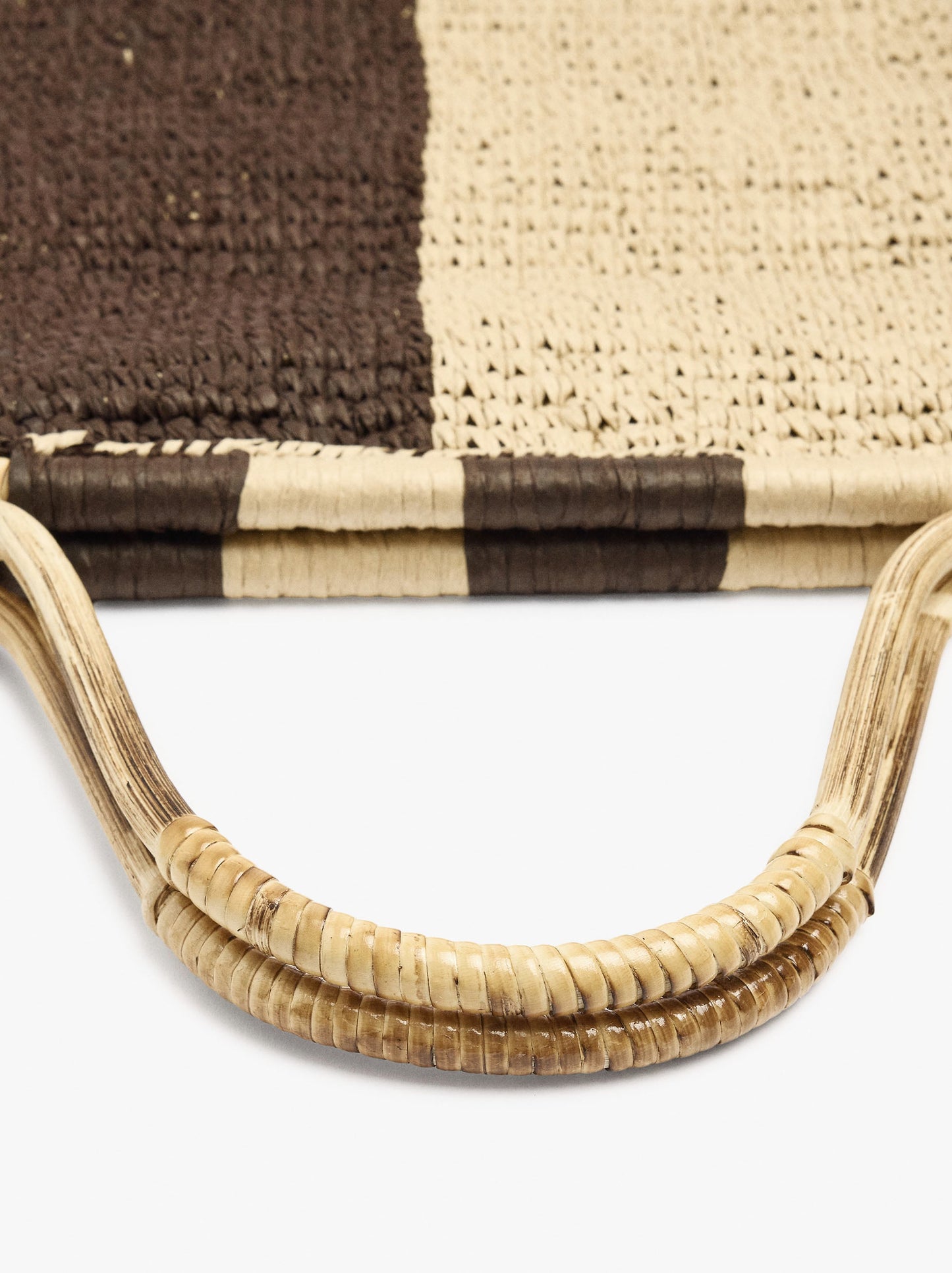 Bicolor Paper Straw Handbag With Bamboo