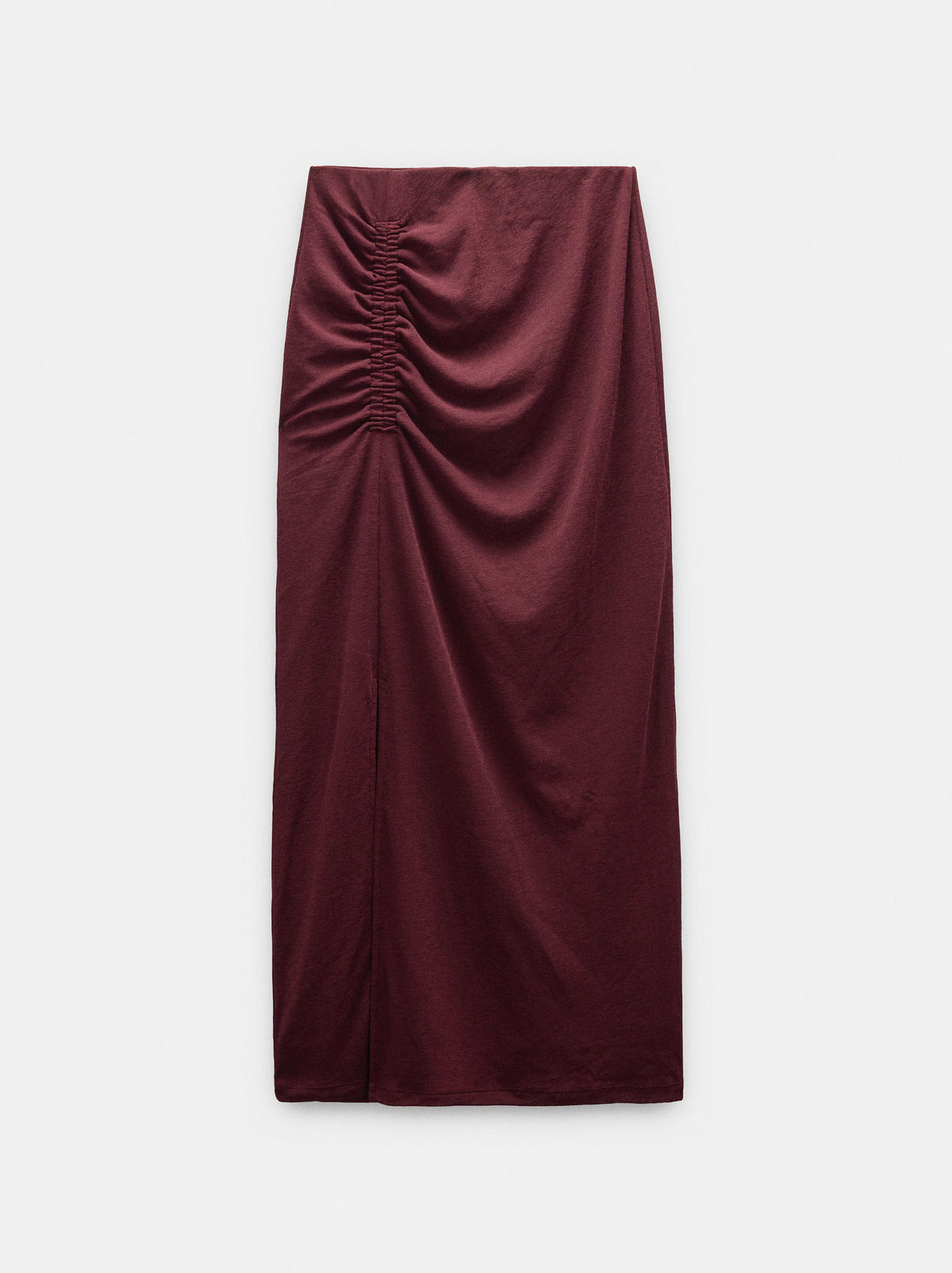 Long Plain Skirt With Gathers