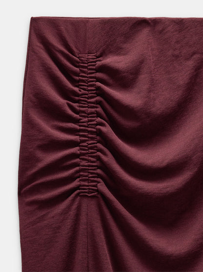 Long Plain Skirt With Gathers