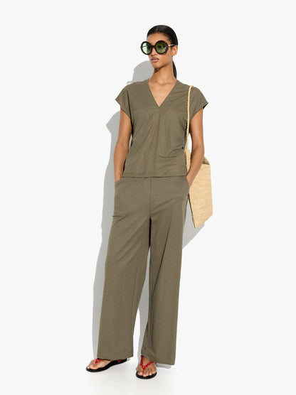 Plain Trousers With Elastic Waist