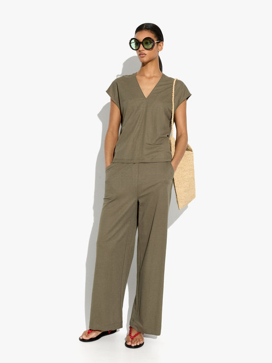 Plain Trousers With Elastic Waist