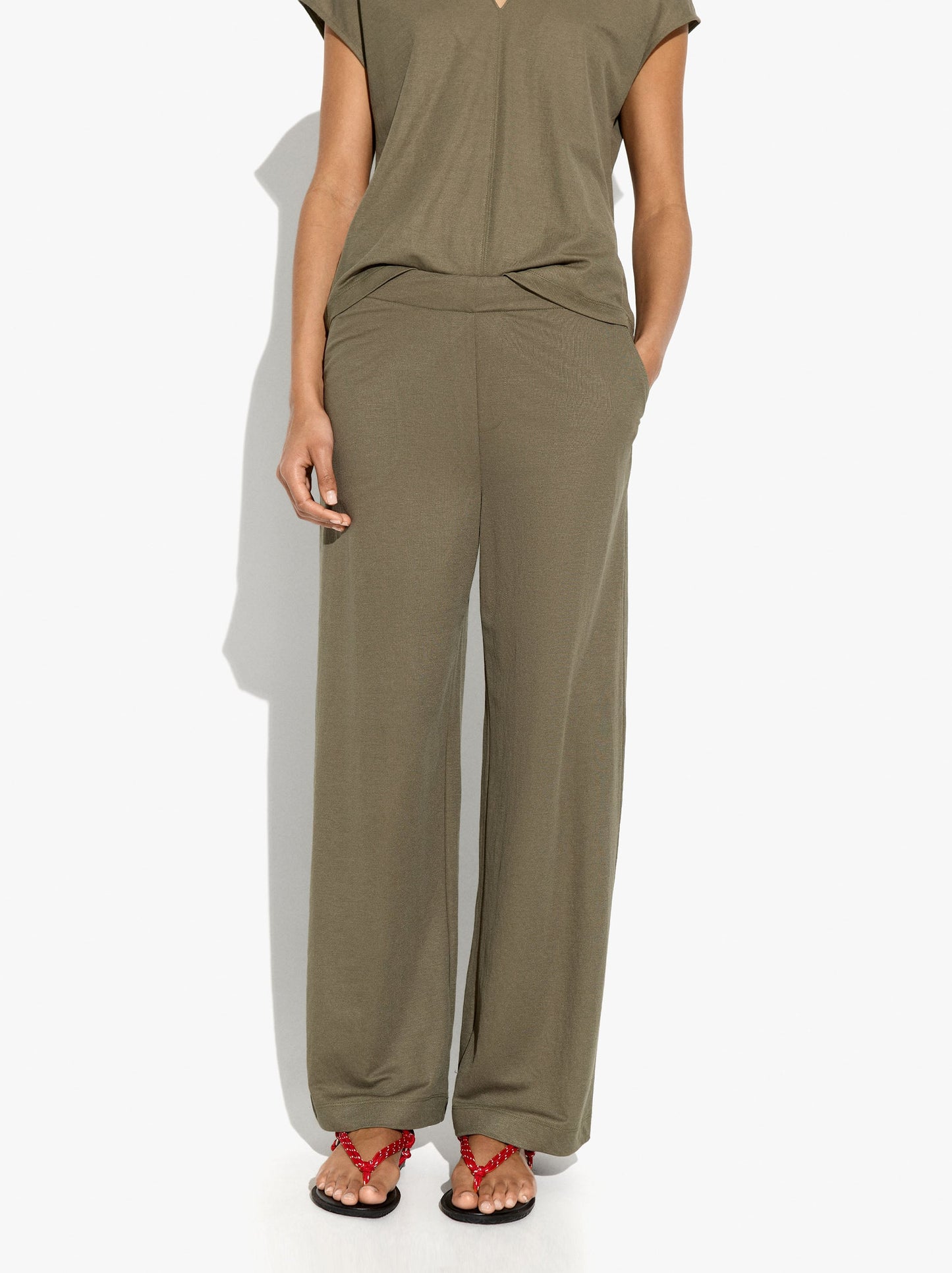 Plain Trousers With Elastic Waist