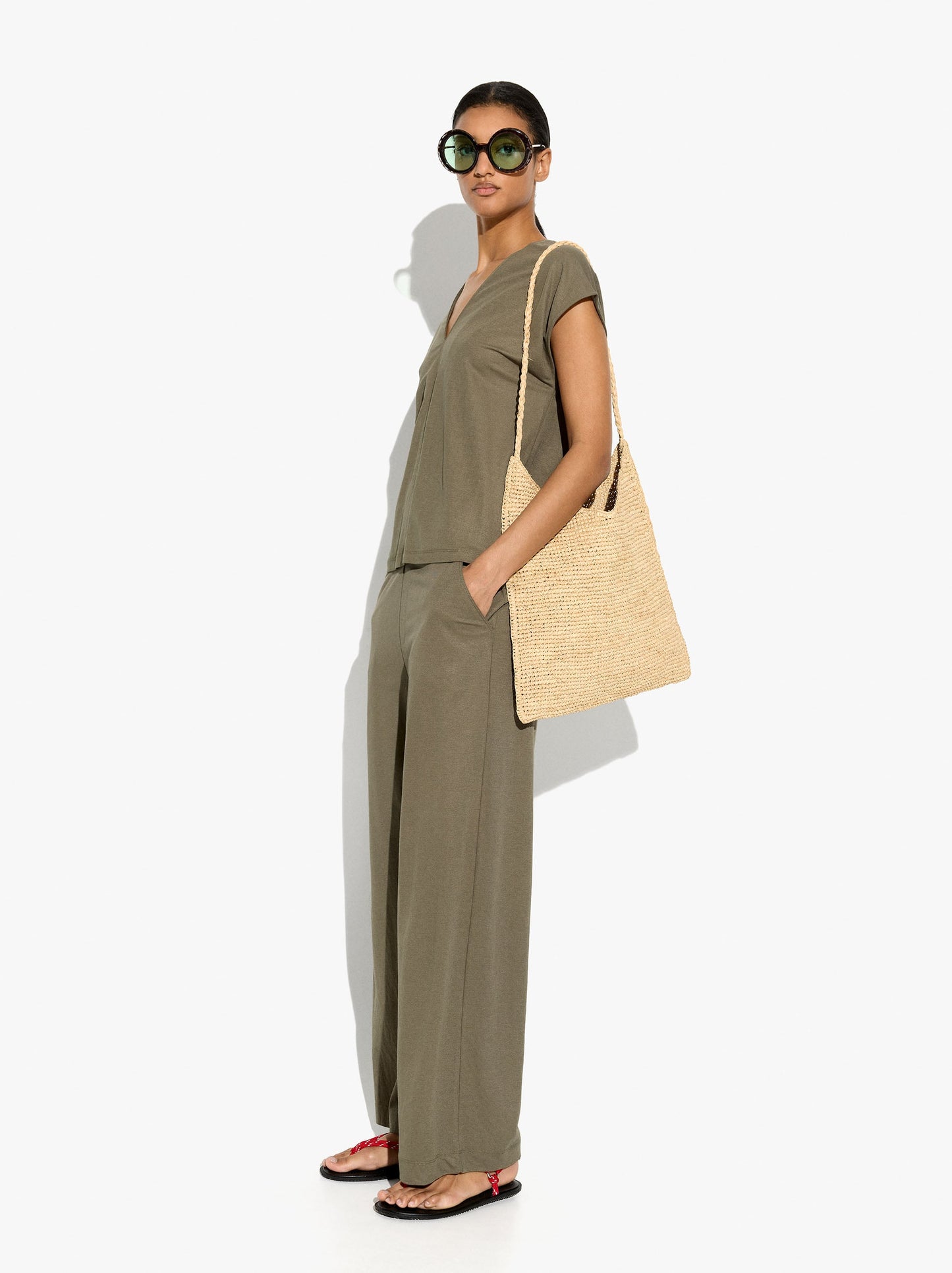 Plain Trousers With Elastic Waist