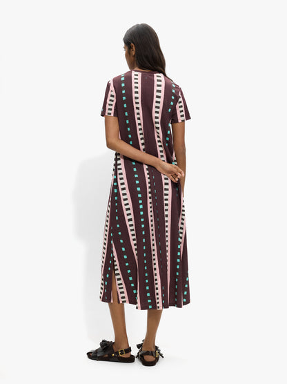 Long Printed Dress With Contrast