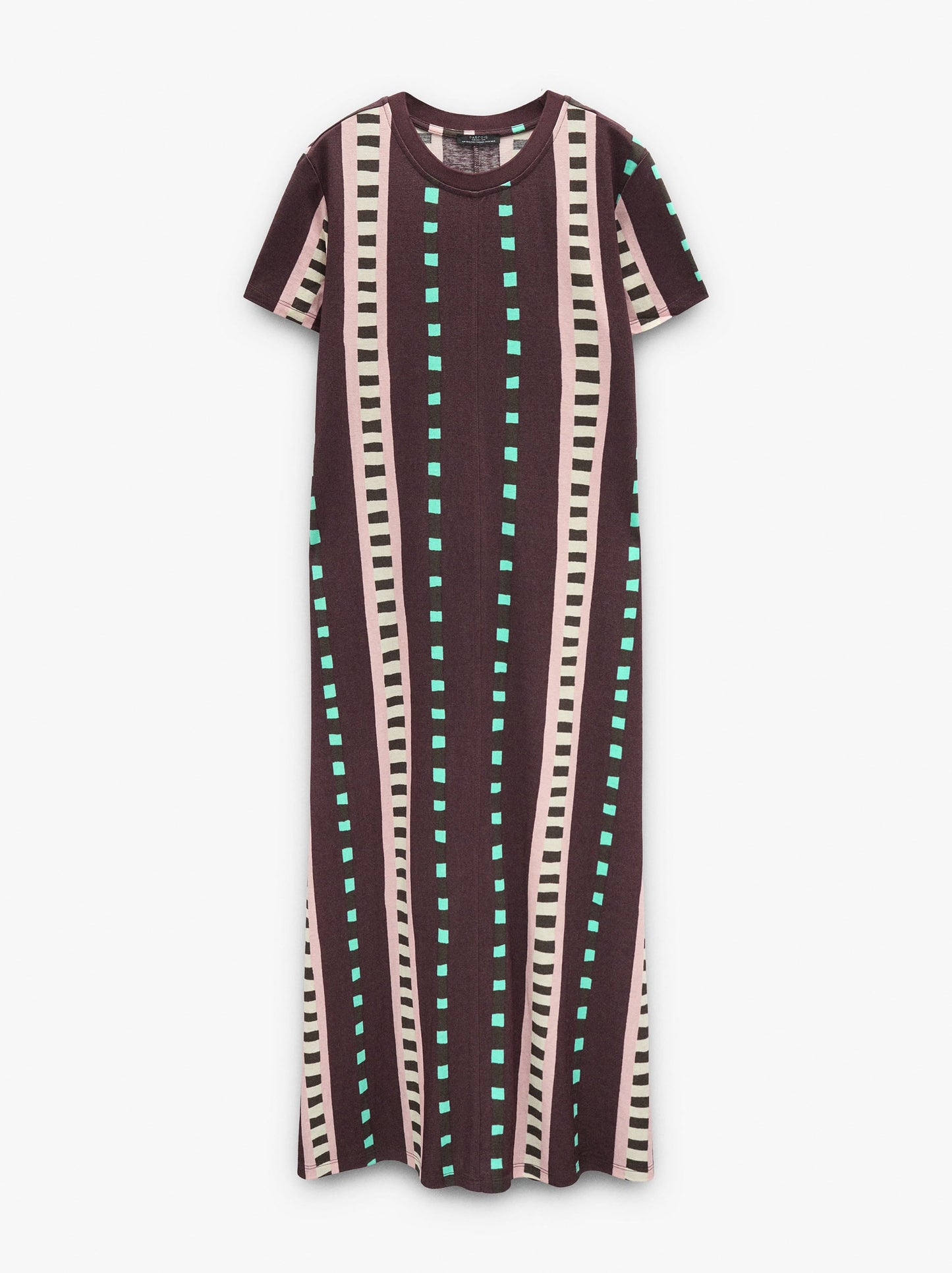 Long Printed Dress With Contrast