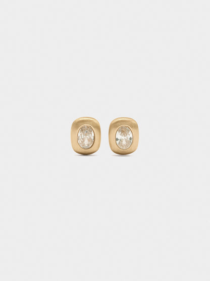 Rounded Earrings With Cubic Zirconia