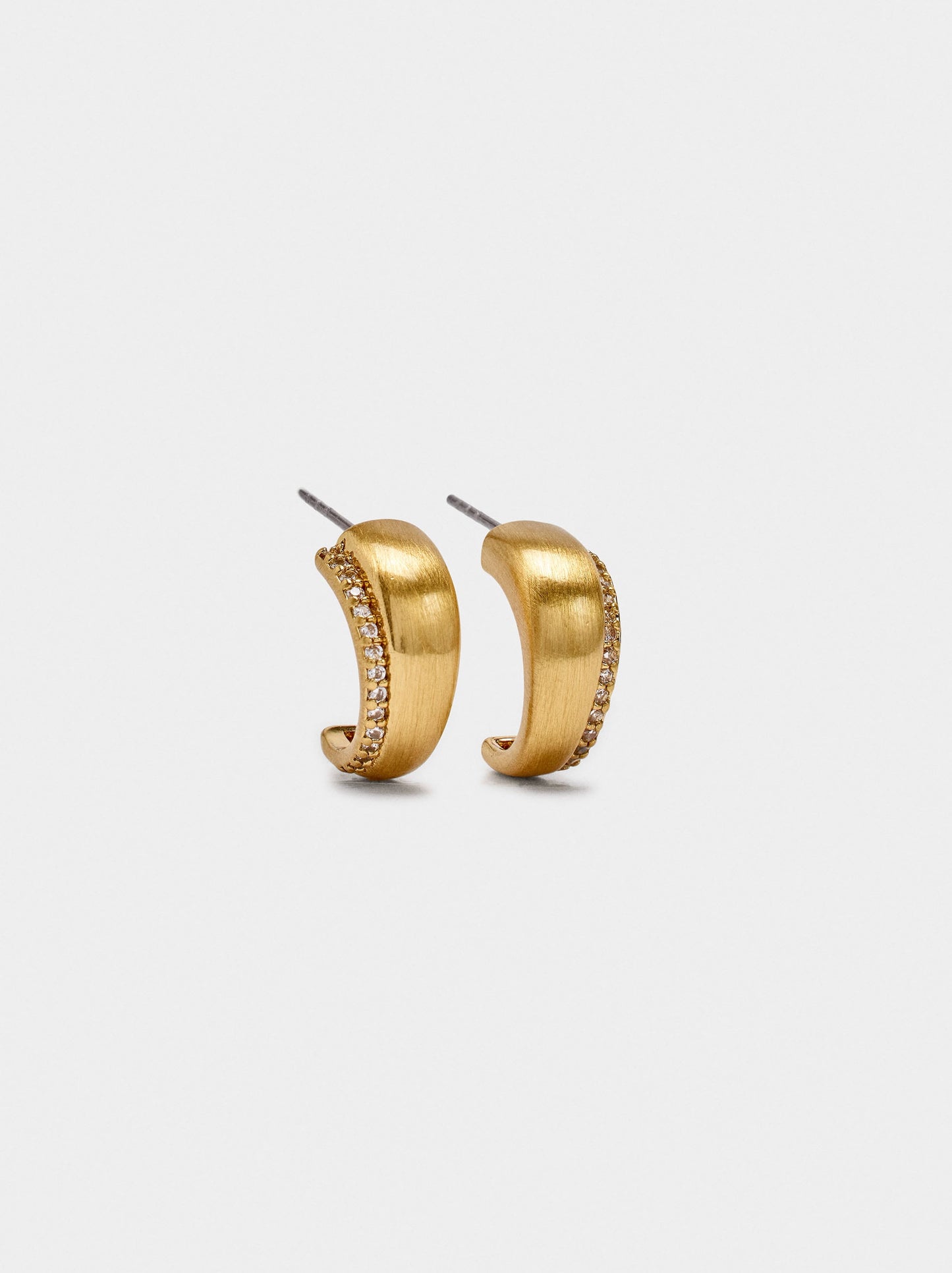 Double-Effect Earrings With Zirconia